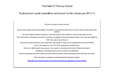 Pupil Premium Report 2014-15