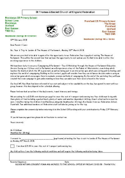 Y6 Houses of Parliament Trip on 5 Mar