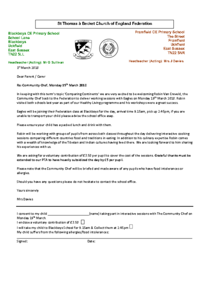 Eagles Community Chef Visit on 19 March