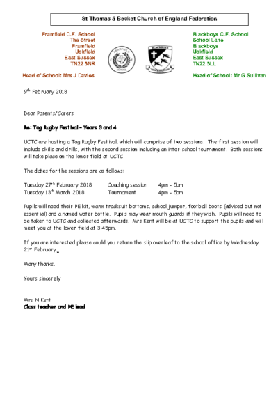 Tag Rugby years 3 and 4 2018