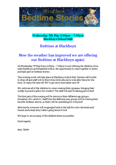 Bedtime at Blackboys on 9th May