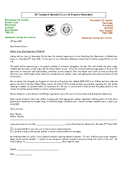 Puffins Branching Out Trip on 7th June