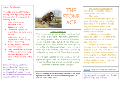 Puffins Autumn Term Newsletter – The Stone Age