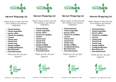 Harvest Shopping List