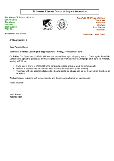 Uckfield Christmas Late Night Shopping Event on 7th December