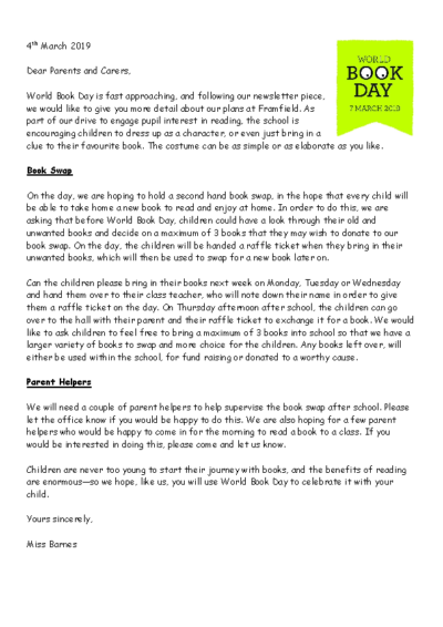 World Book Day on 7th March