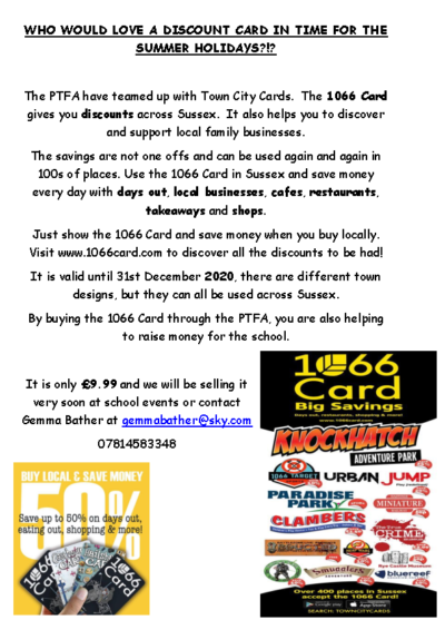 PTFA 1066 Fundraising & Discount Card