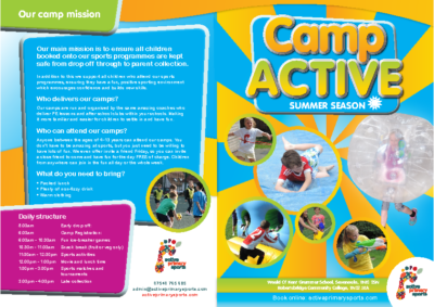 Camp Active Summer Leaflet