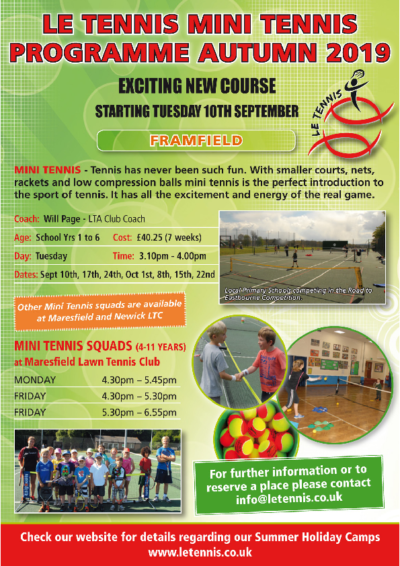 Mini Tennis Starting 10 September