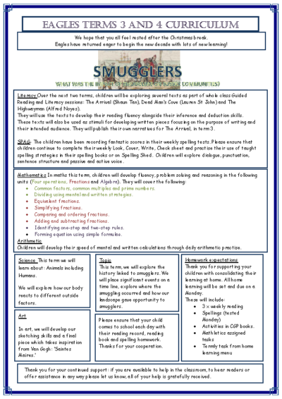 Eagles Curriculum Newsletter Spring Term 2019-20