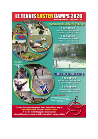 Le Tennis Easter and Summer Camps