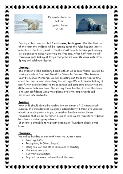 Peacocks Curriculum Newsletter Spring Term 2019-20