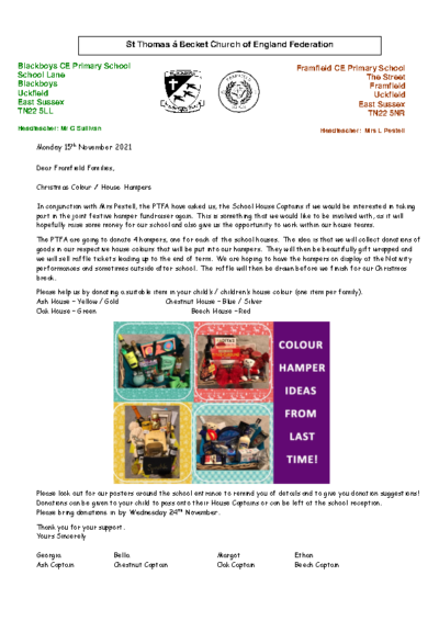 PTFA Christmas Hampers