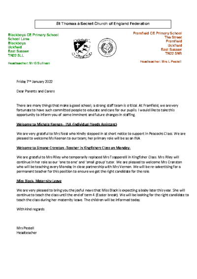 Changes to Staffing