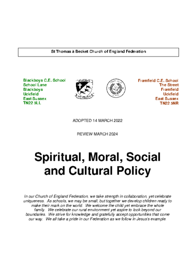 Spiritual, Moral, Social & Cultural Policy