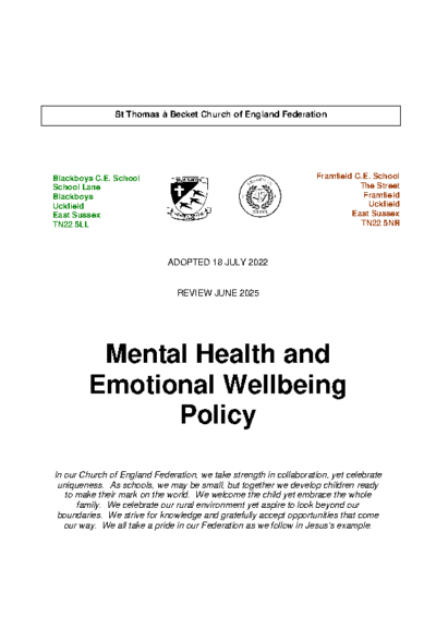 Mental Health & Emotional Wellbeing Policy