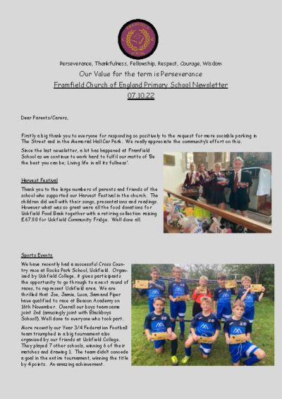 Newsletter 7th October 2022