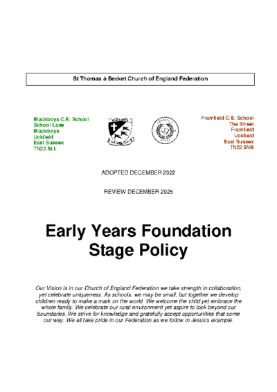 Early Years Foundation Stage Policy
