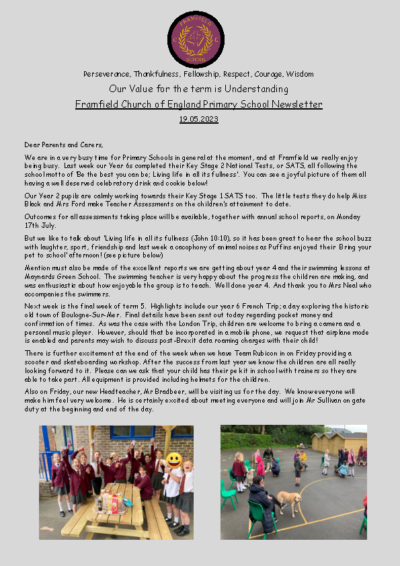 Newsletter 19th May 2023