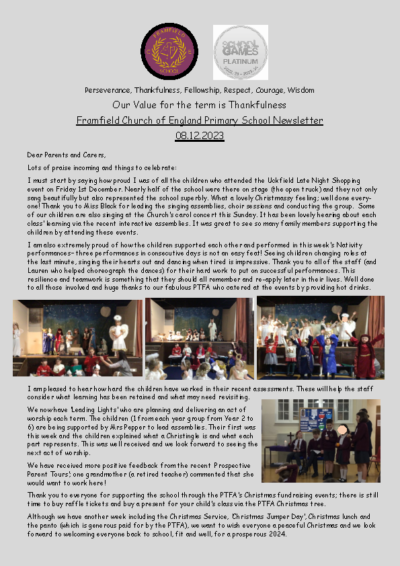 Newsletter 8th December 2024