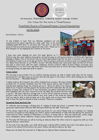 Newsletter 2nd February 2024