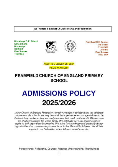 Admissions Policy 2025-26