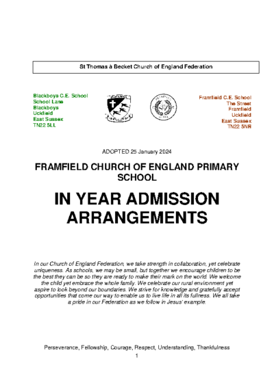 In-Year Admissions Policy