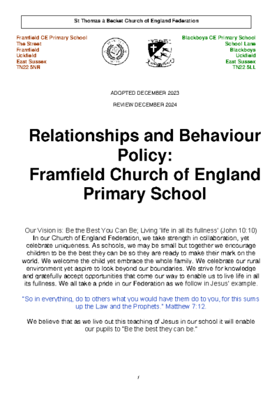 Relationships & Behaviour Policy