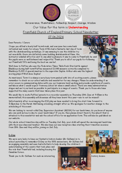 Newsletter 7th June