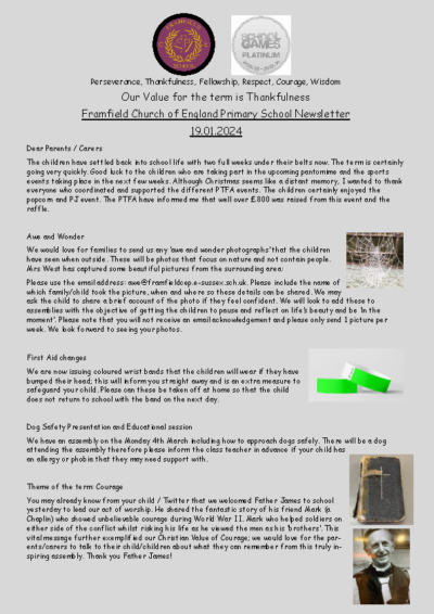 Newsletter 19th January