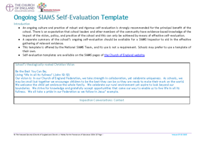 Ongoing SIAMS Self-Evaluation Template