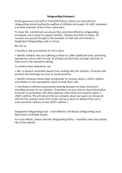 Safeguarding Statement