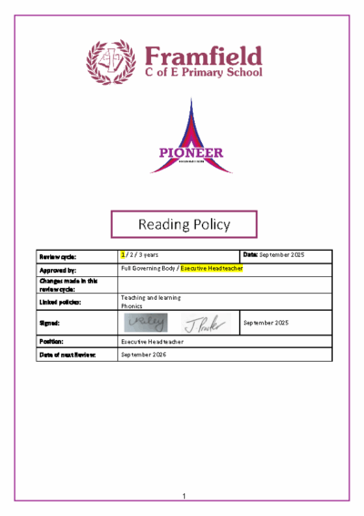 Reading Policy