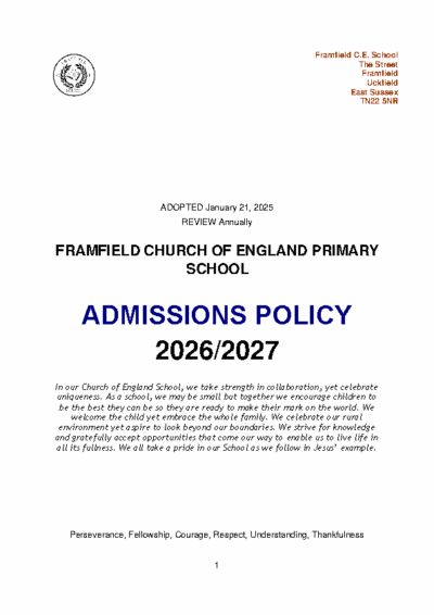 Admissions Policy 2026-27