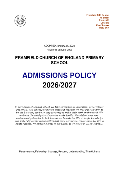 Admissions Policy 2026-2027