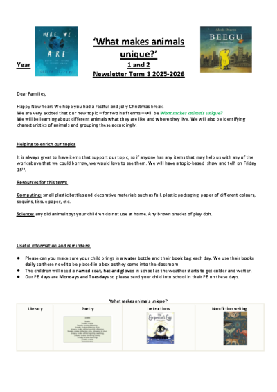 Term 3 2025/26 – What Makes Animals Unique?