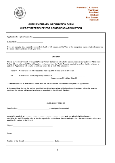 Supplementary Information Form