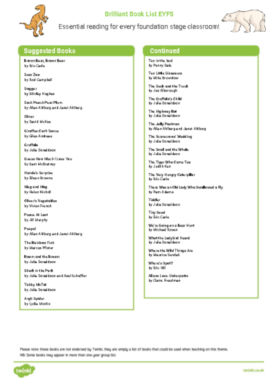 Book List – EYFS