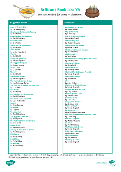 Book List – Year 4