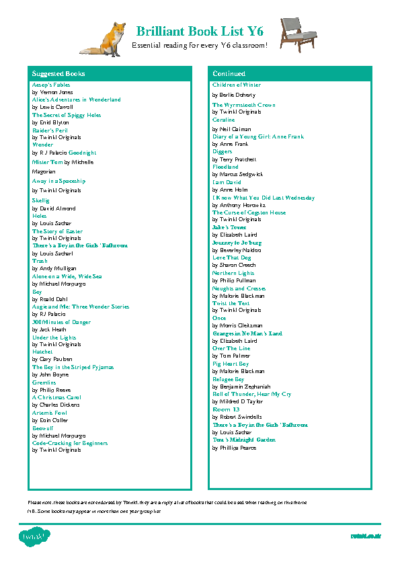Book List – Year 6