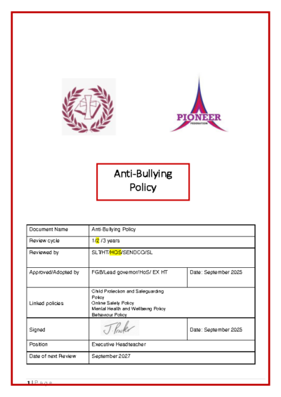 Anti-Bullying Policy