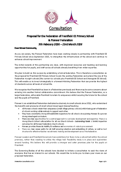 Federation Consultation Letter 2026