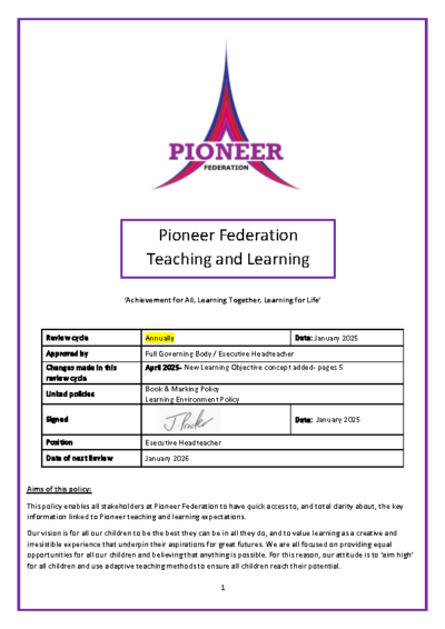 Teaching & Learning Policy